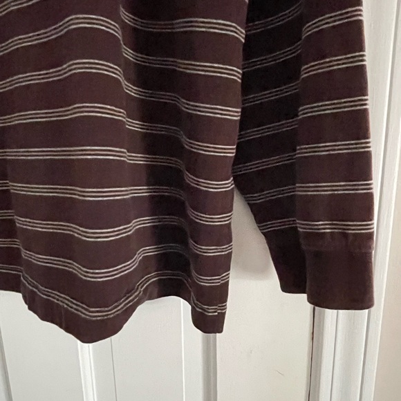 2XL Men’s St. John’s Bay Brown Striped Cotton Sueded Jersey - Picture 4 of 6
